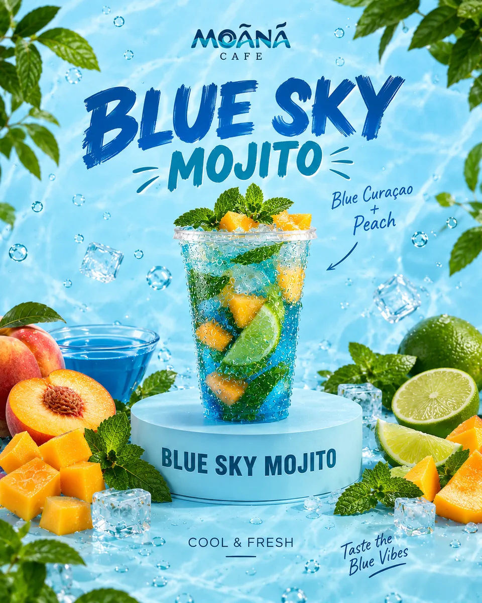 Blue Sky Mojito at Moānā Café