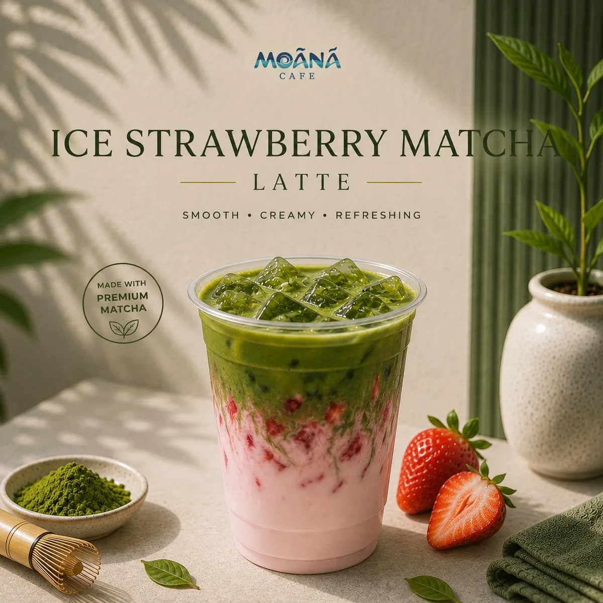 Strawberry Matcha at Moānā Café