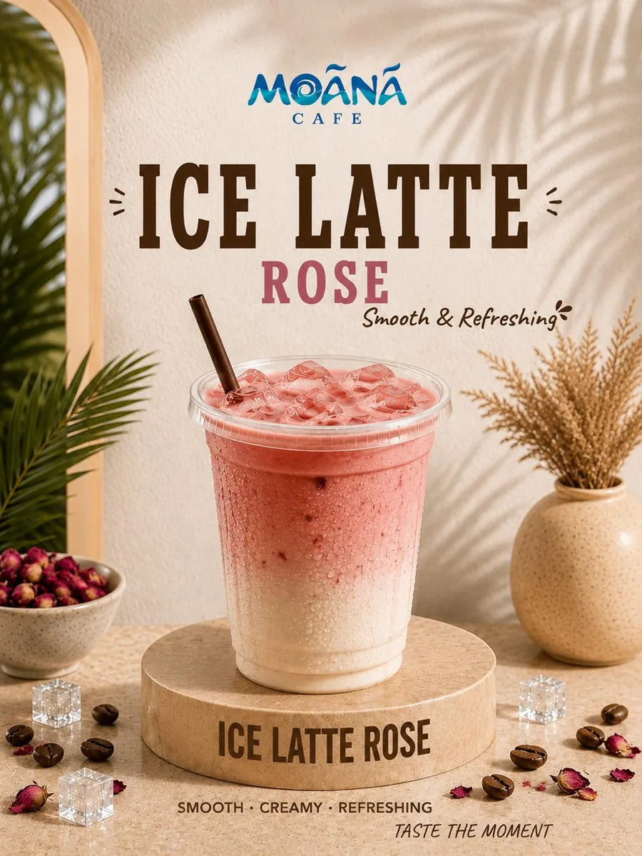 Iced Latte Roze at Moānā Café