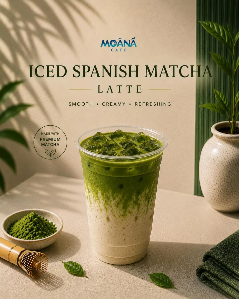 Iced Spanish Matcha at Moānā Café