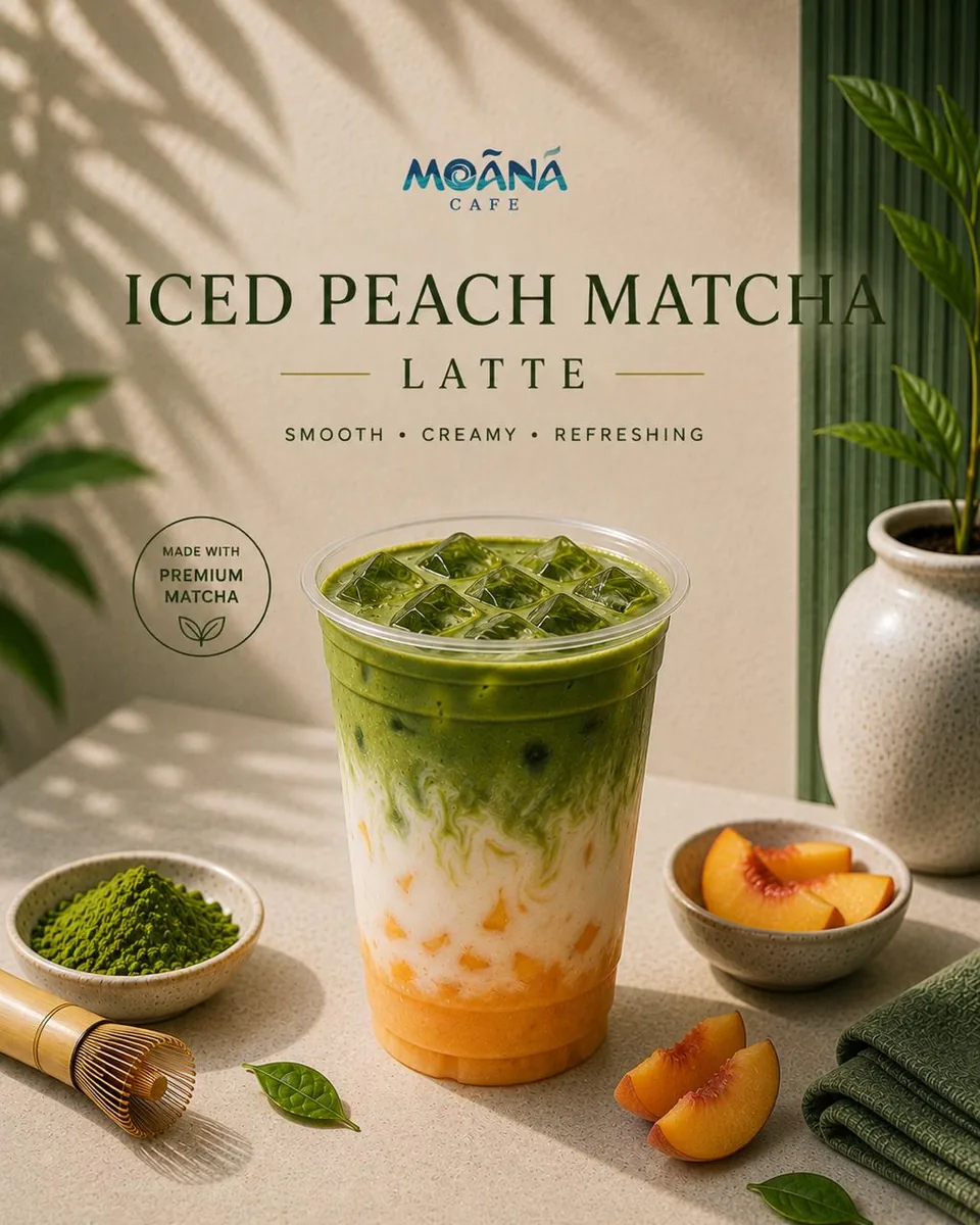 Peach Matcha at Moānā Café