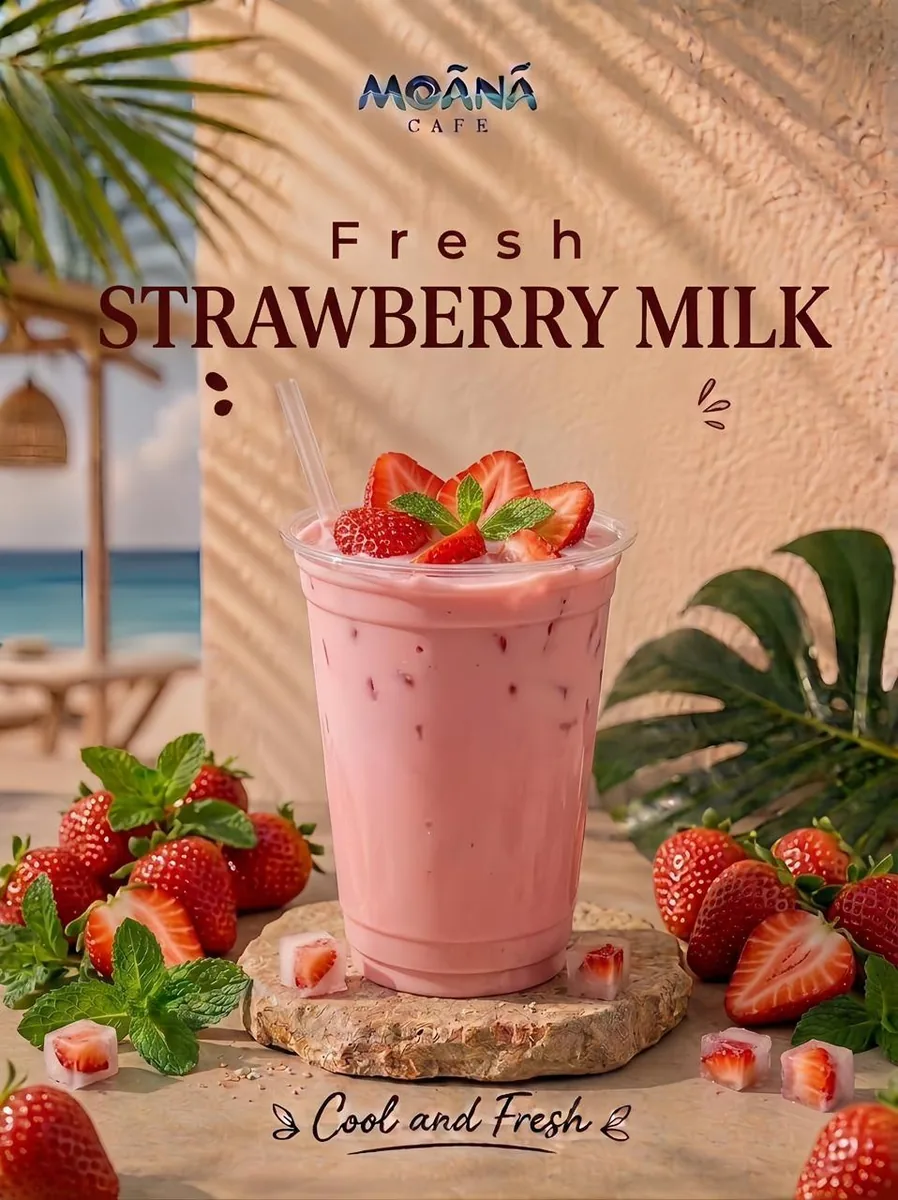 Fresh Strawberry Milk at Moānā Café